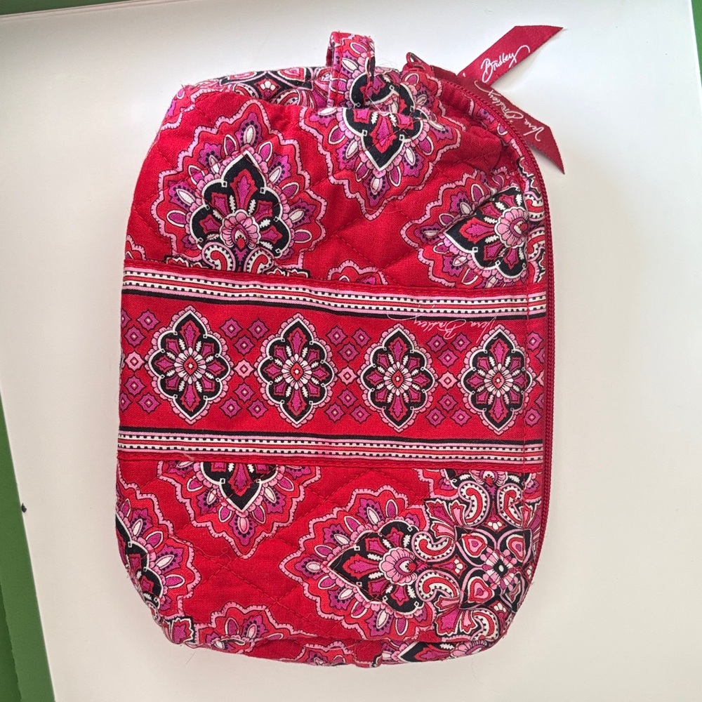 Vera Bradley Red and Pink Patterned Cosmetic Bag